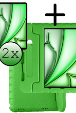 BASEY. iPad Air 2024 Hoes Kinder Hoesje Kids Case Cover Kids Proof Met 2x Screenprotector - iPad Air 6 (13 inch) Kinder Hoes - Groen