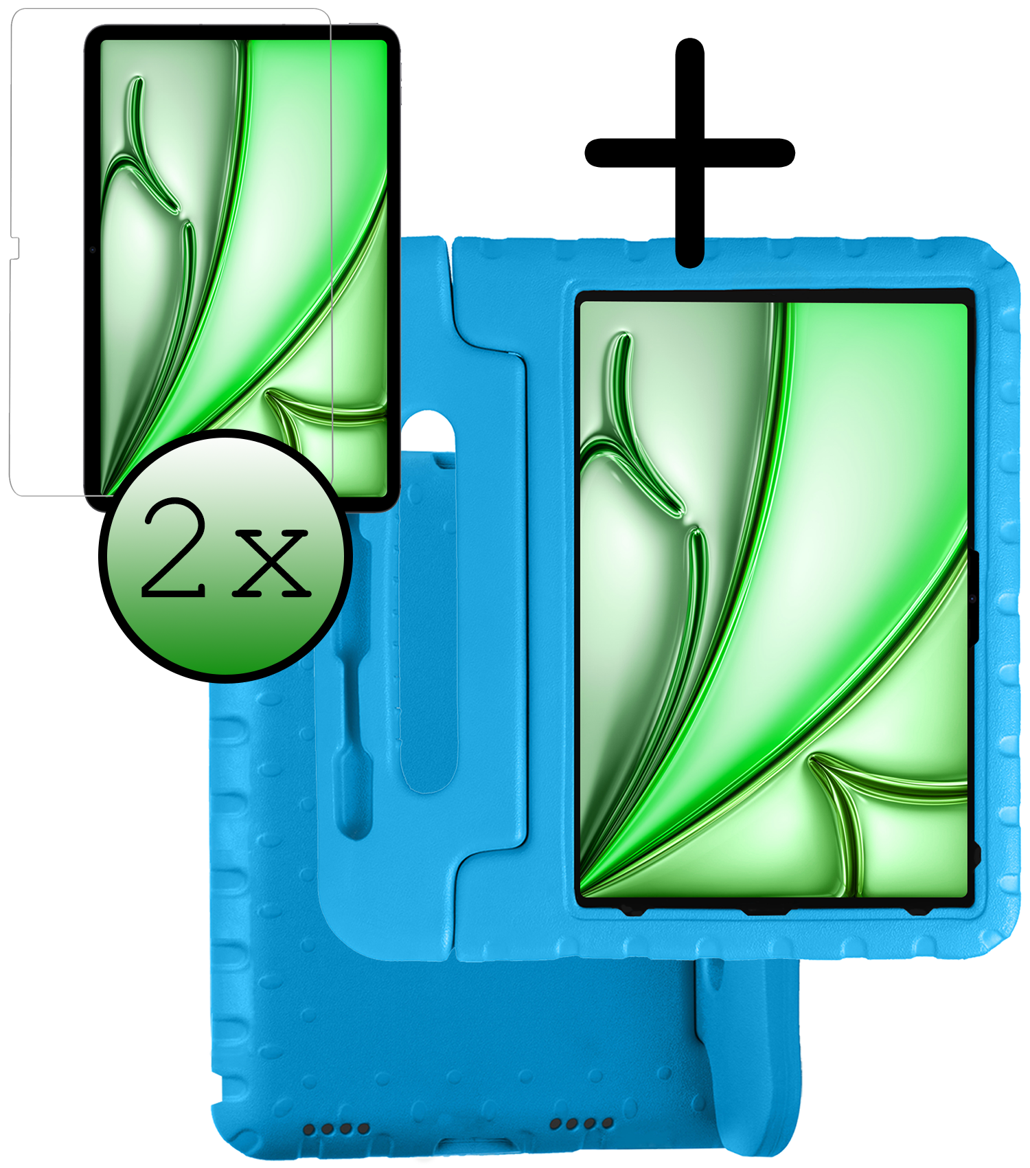 BASEY. iPad Air 2024 Hoes Kinder Hoesje Kids Case Cover Kids Proof Met 2x Screenprotector - iPad Air 6 (13 inch) Kinder Hoes - Licht Blauw