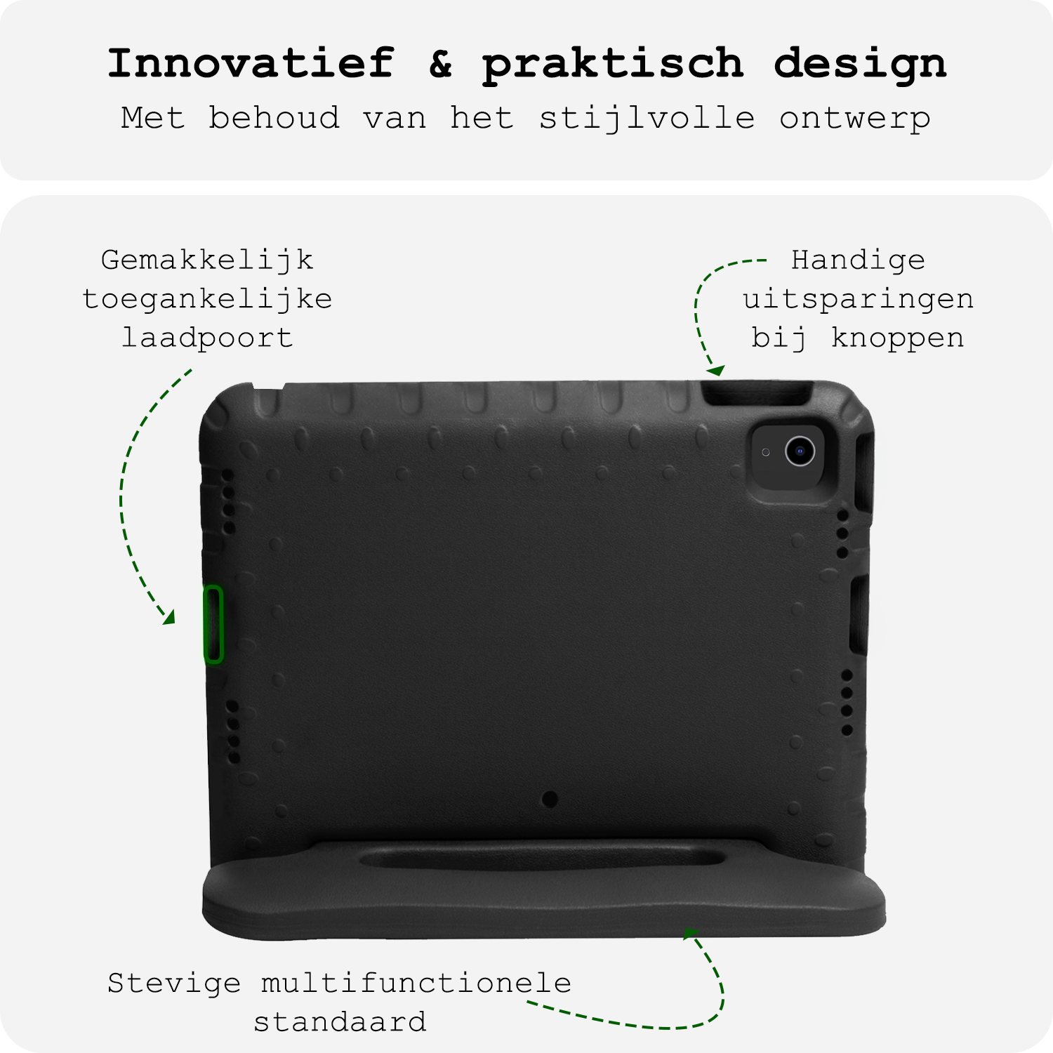 BASEY. iPad Air 2024 Hoes Kinder Hoesje Kids Case Cover Kids Proof Met Screenprotector - iPad Air 6 (13 inch) Kinder Hoes - Zwart