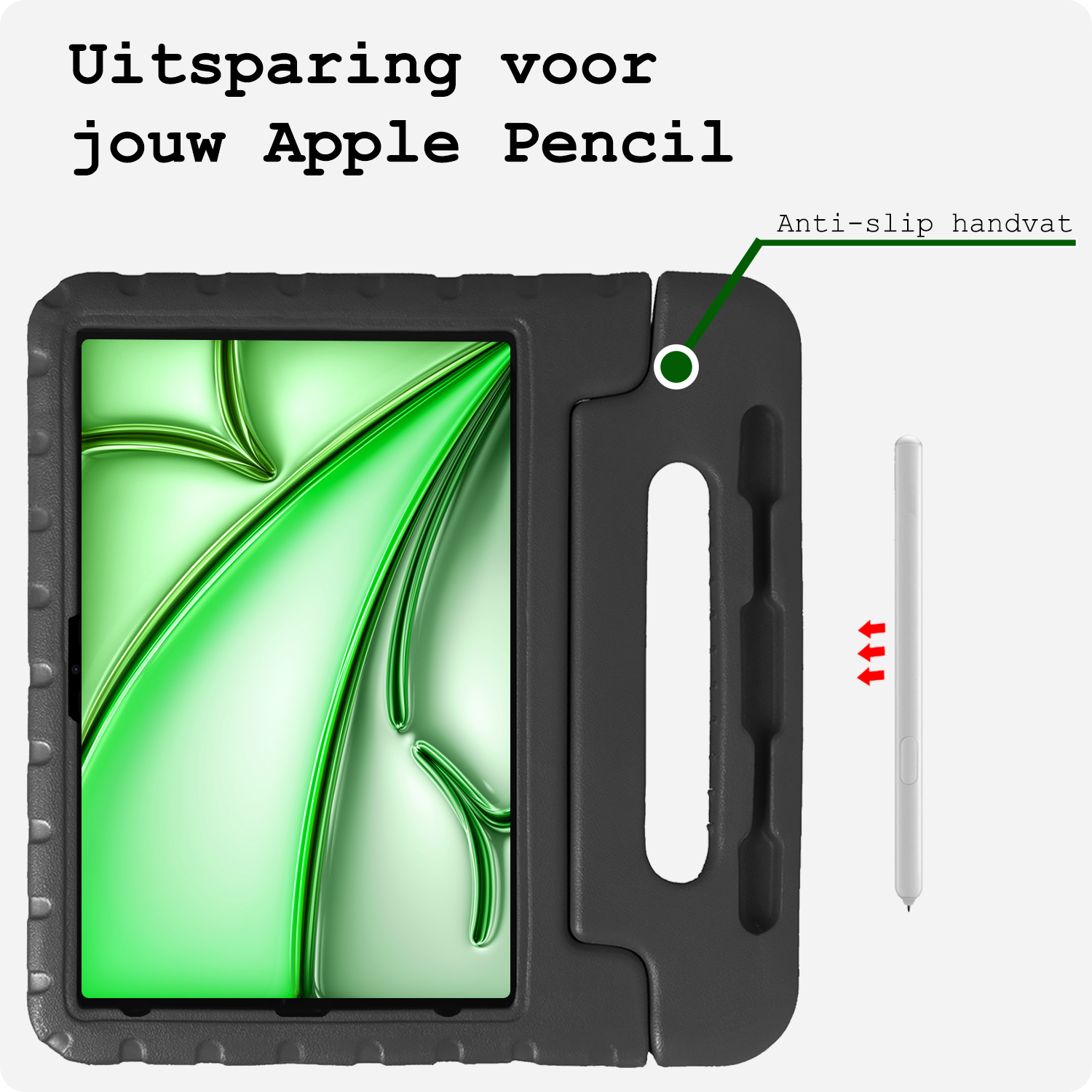 BASEY. iPad Air 2024 Hoes Kinder Hoesje Kids Case Cover Kids Proof Met Screenprotector - iPad Air 6 (13 inch) Kinder Hoes - Zwart