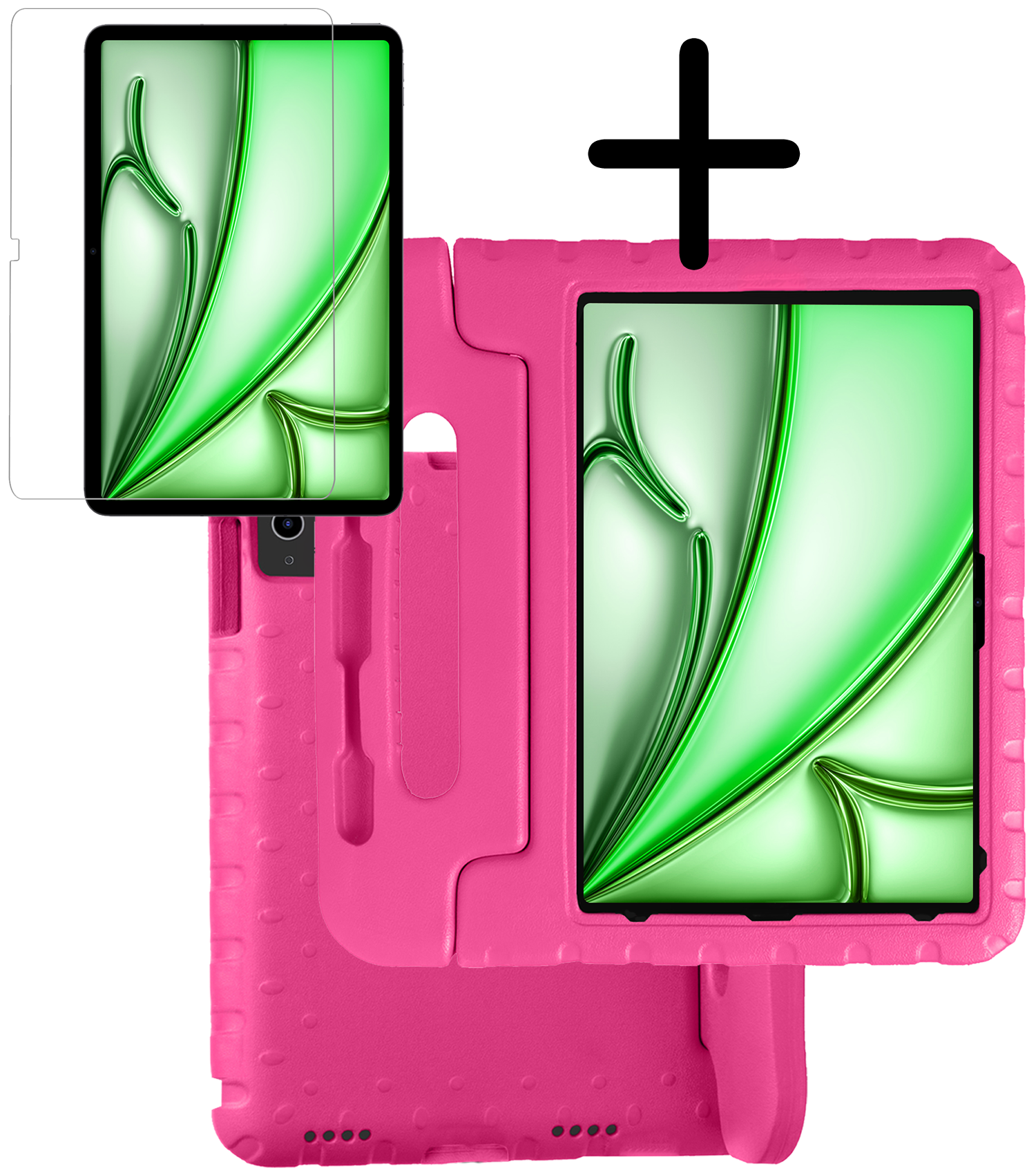 BASEY. iPad Air 2024 Hoes Kinder Hoesje Kids Case Cover Kids Proof Met Screenprotector - iPad Air 6 (13 inch) Kinder Hoes - Roze