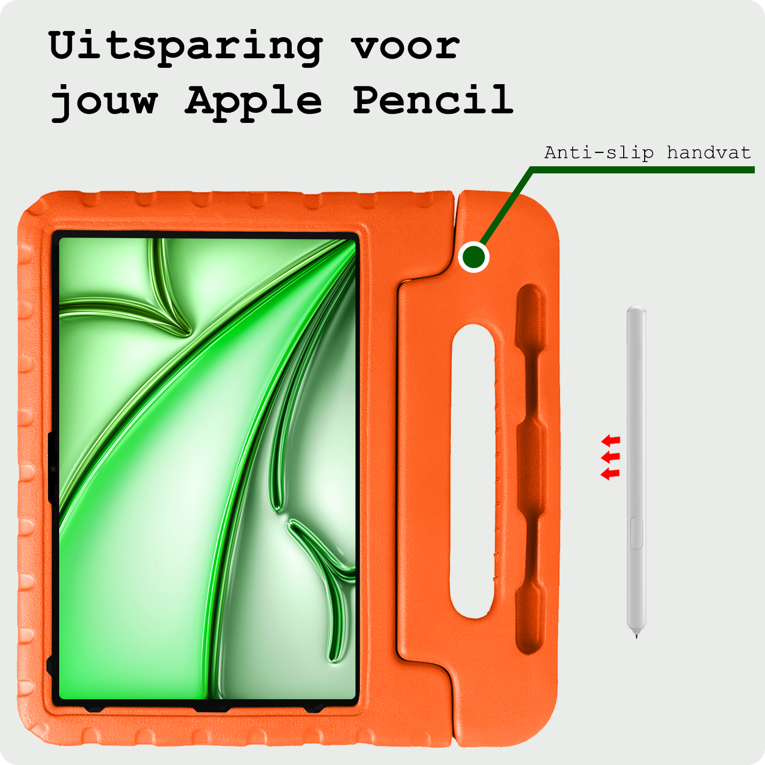 BASEY. iPad Air 2024 Hoes Kinder Hoesje Kids Case Cover Kids Proof Met Screenprotector - iPad Air 6 (13 inch) Kinder Hoes - Oranje