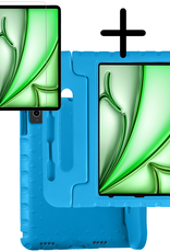 BASEY. iPad Air 2024 Hoes Kinder Hoesje Kids Case Cover Kids Proof Met Screenprotector - iPad Air 6 (13 inch) Kinder Hoes - Licht Blauw