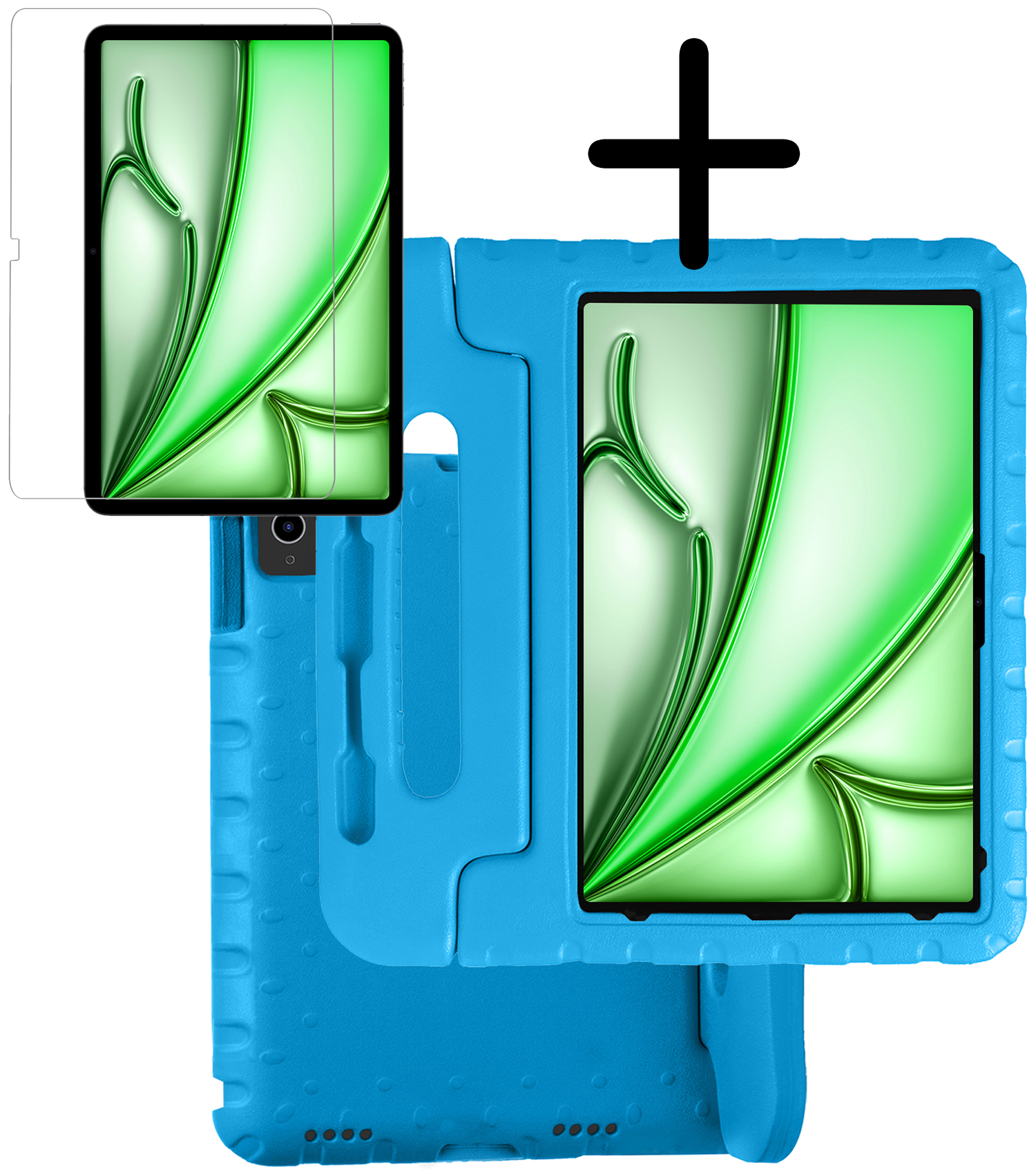 BASEY. iPad Air 2024 Hoes Kinder Hoesje Kids Case Cover Kids Proof Met Screenprotector - iPad Air 6 (13 inch) Kinder Hoes - Licht Blauw