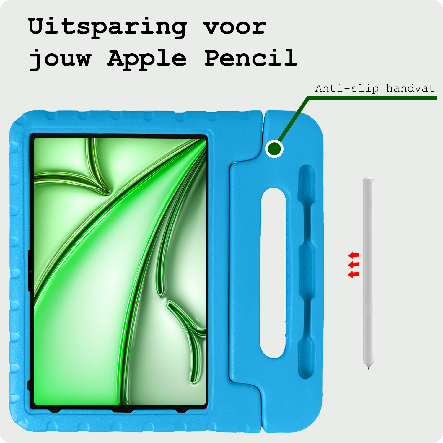 BASEY. iPad Air 2024 Hoes Kinder Hoesje Kids Case Cover Kids Proof Met Screenprotector - iPad Air 6 (13 inch) Kinder Hoes - Licht Blauw