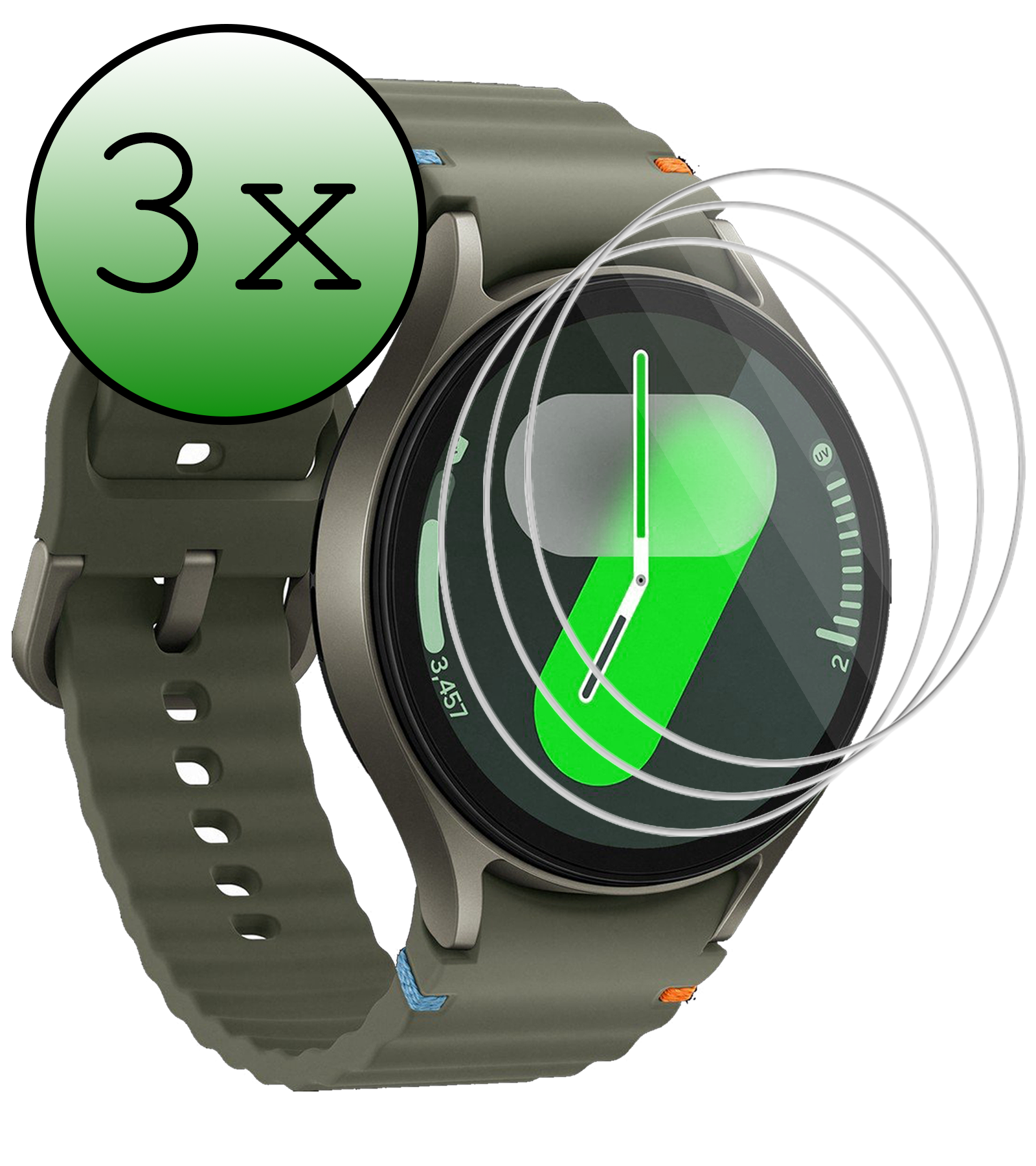 BASEY. Screenprotector Geschikt voor Samsung Watch 7 44 mm Screenprotector Glas Gehard Screen Cover - Screen Protector Geschikt voor Samsung Galaxy Watch 7 (44 mm) Screenprotector Tempered Glass - 3 PACK