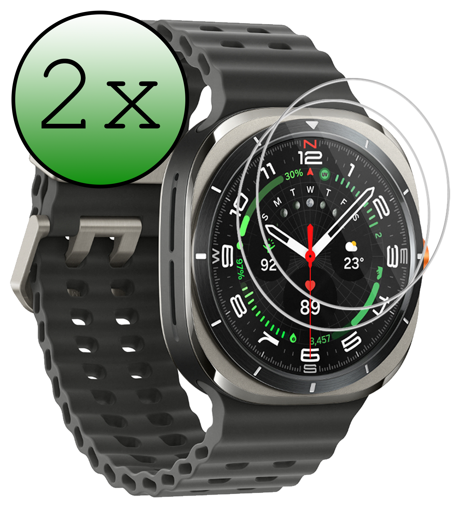 BASEY. Screenprotector Geschikt voor Samsung Watch 7 Ultra 47 mm Screenprotector Glas Gehard Screen Cover - Screen Protector Geschikt voor Samsung Galaxy Watch 7 Ultra (47 mm) Screenprotector Tempered Glass - 2 PACK