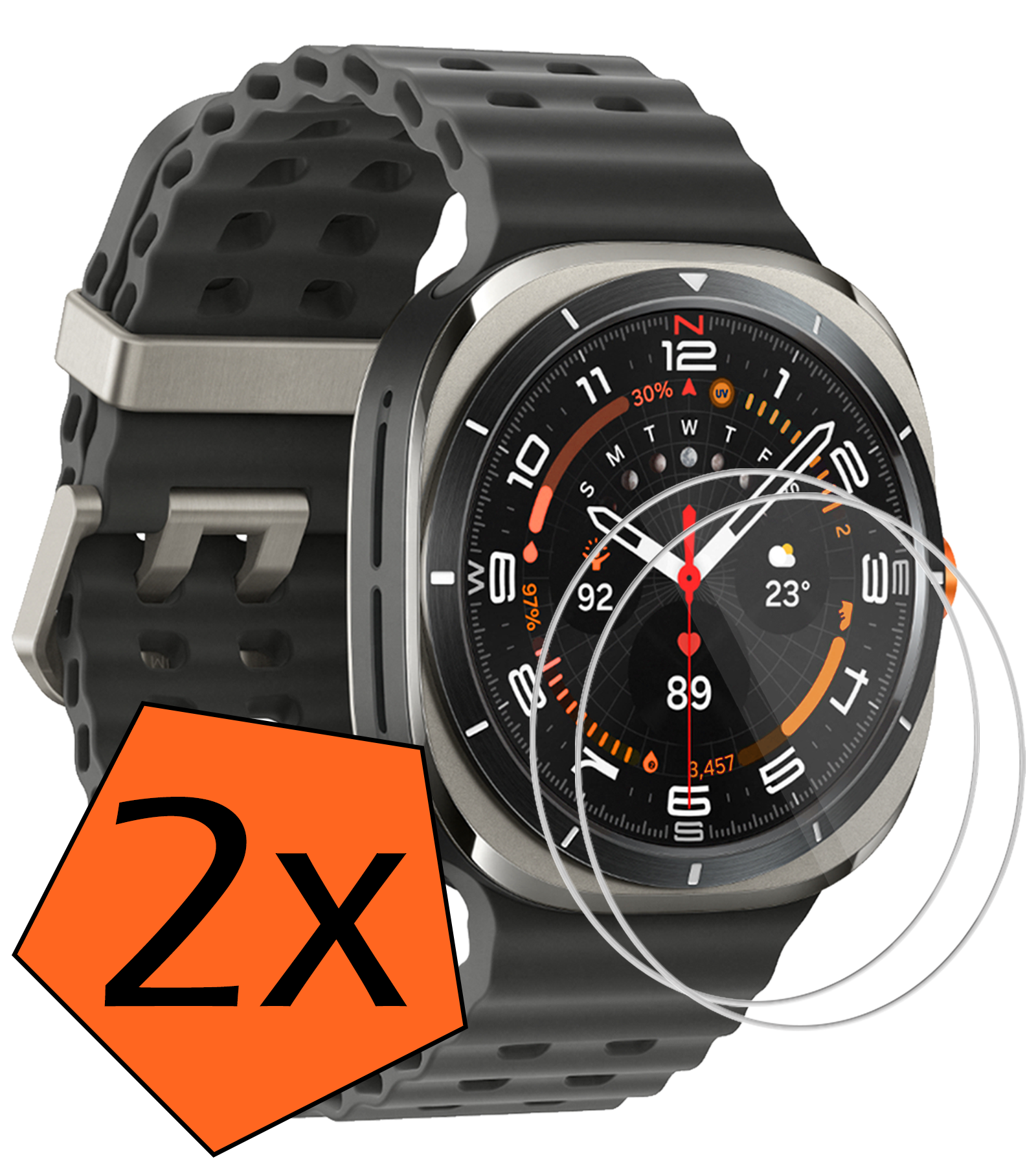 Nomfy Screenprotector Geschikt voor Samsung Watch 7 Ultra 47 mm Screenprotector Glas Gehard Screen Cover - Screen Protector Geschikt voor Samsung Galaxy Watch 7 Ultra (47 mm) Screenprotector Tempered Glass - 2 PACK