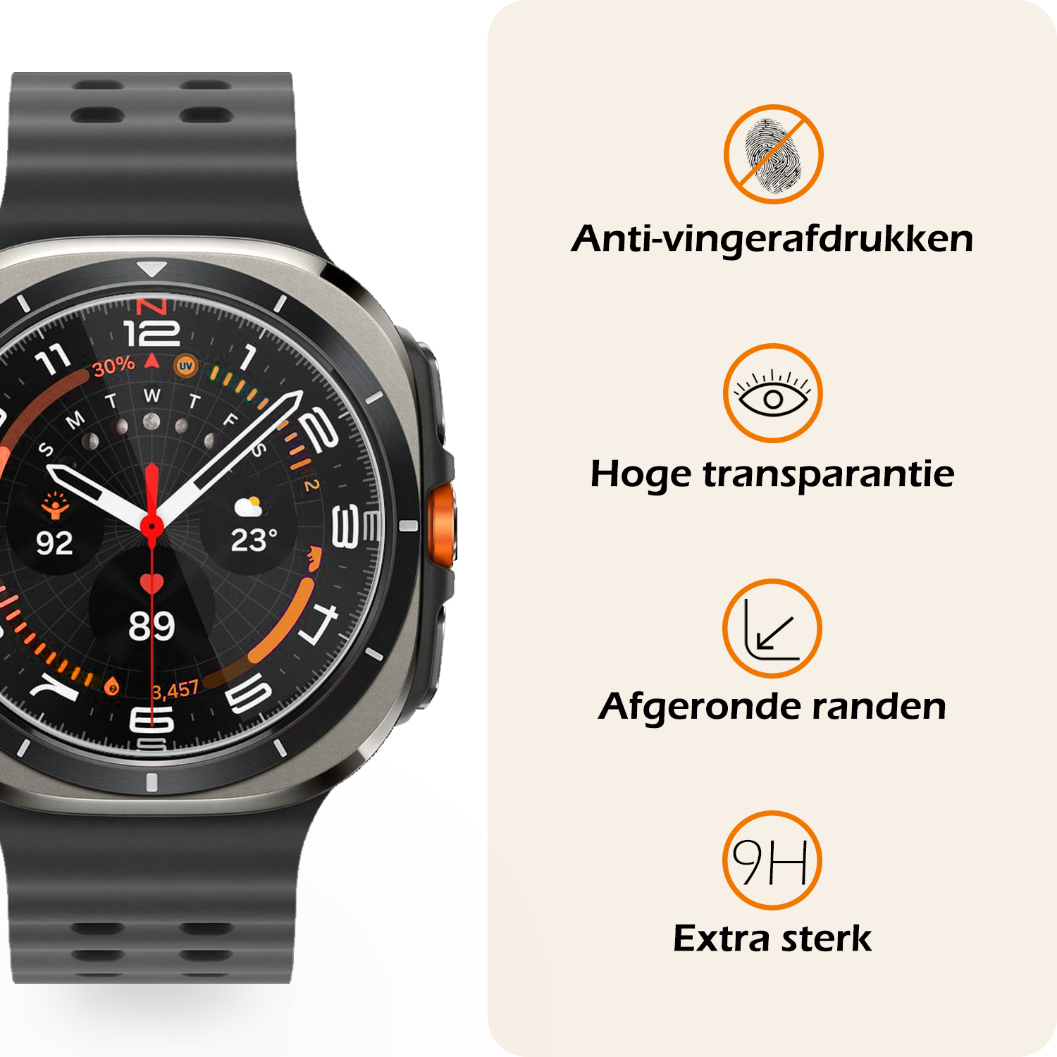 Nomfy Screenprotector Geschikt voor Samsung Watch 7 Ultra 47 mm Screenprotector Glas Gehard Screen Cover - Screen Protector Geschikt voor Samsung Galaxy Watch 7 Ultra (47 mm) Screenprotector Tempered Glass - 2 PACK
