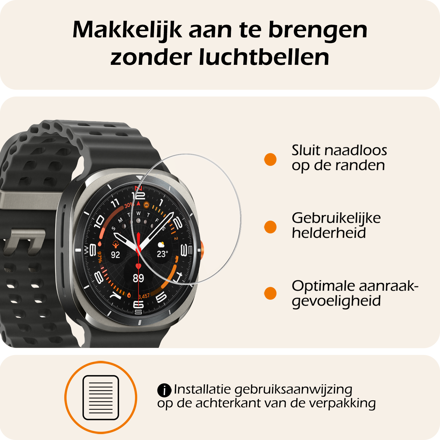 Nomfy Screenprotector Geschikt voor Samsung Watch 7 Ultra 47 mm Screenprotector Glas Gehard Screen Cover - Screen Protector Geschikt voor Samsung Galaxy Watch 7 Ultra (47 mm) Screenprotector Tempered Glass - 2 PACK
