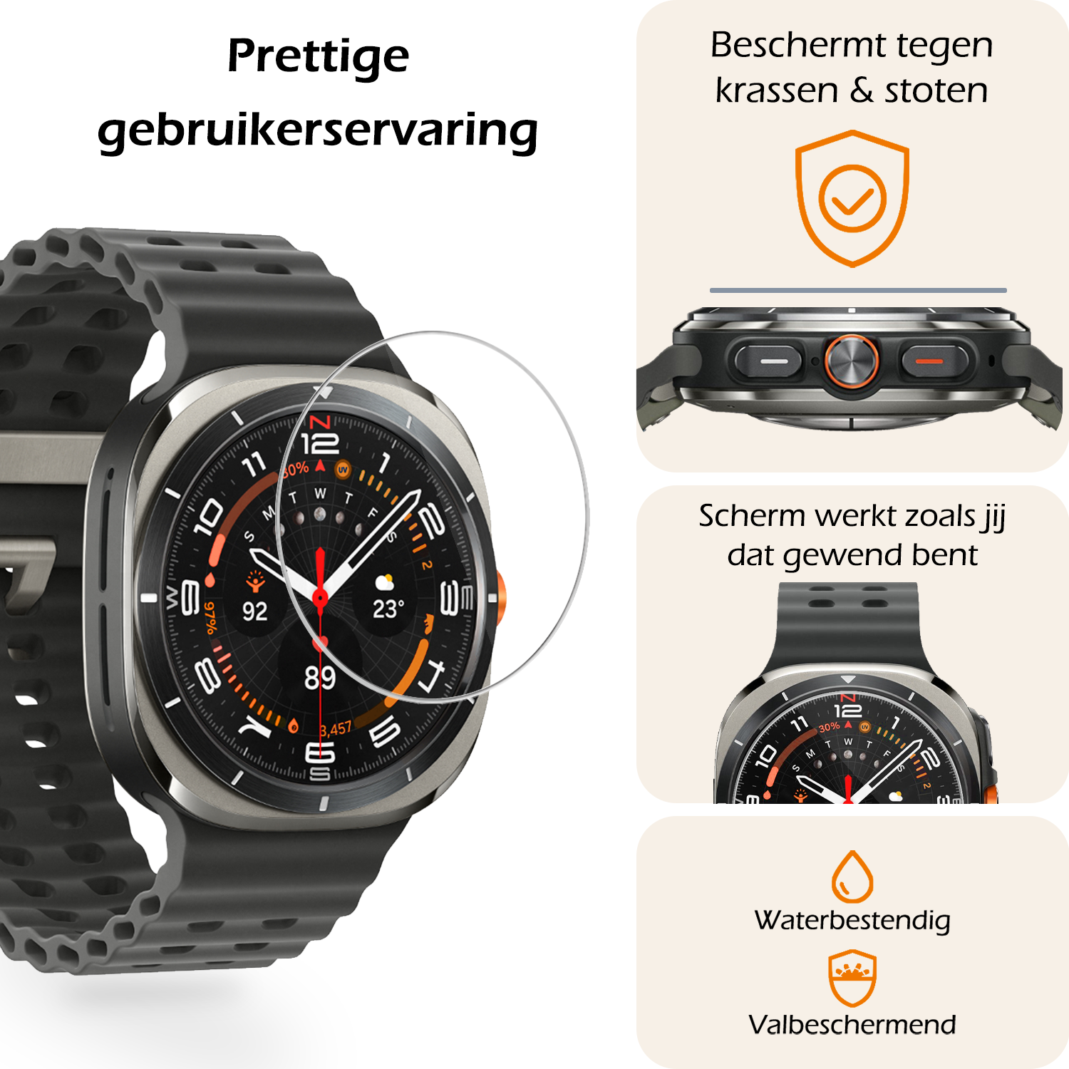 Nomfy Screenprotector Geschikt voor Samsung Watch 7 Ultra 47 mm Screenprotector Glas Gehard Screen Cover - Screen Protector Geschikt voor Samsung Galaxy Watch 7 Ultra (47 mm) Screenprotector Tempered Glass - 3 PACK