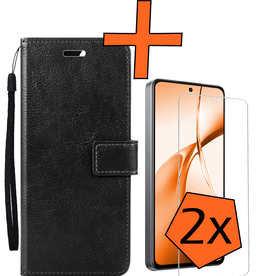 Nomfy Nomfy OnePlus Nord CE4 Hoesje Bookcase Met 2x Screenprotector - Zwart