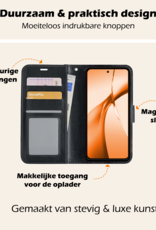 Nomfy Hoesje Geschikt voor OnePlus Nord CE4 Hoesje Book Case Hoes Portemonnee Cover Walletcase Met 2x Screenprotector - Hoes Geschikt voor OnePlus Nord CE4 Hoes Bookcase Hoesje - Zwart