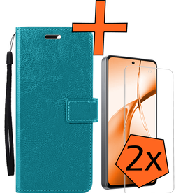 Nomfy Nomfy OnePlus Nord CE4 Hoesje Bookcase Met 2x Screenprotector - Turquoise