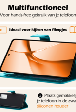 Nomfy Hoesje Geschikt voor OnePlus Nord CE4 Hoesje Book Case Hoes Portemonnee Cover Walletcase Met 2x Screenprotector - Hoes Geschikt voor OnePlus Nord CE4 Hoes Bookcase Hoesje - Turquoise