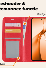 Nomfy Hoesje Geschikt voor OnePlus Nord CE4 Hoesje Book Case Hoes Portemonnee Cover Walletcase Met 2x Screenprotector - Hoes Geschikt voor OnePlus Nord CE4 Hoes Bookcase Hoesje - Rood