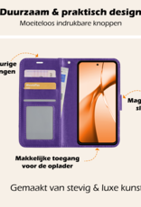 Nomfy Hoesje Geschikt voor OnePlus Nord CE4 Hoesje Book Case Hoes Portemonnee Cover Walletcase Met 2x Screenprotector - Hoes Geschikt voor OnePlus Nord CE4 Hoes Bookcase Hoesje - Paars