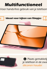 Nomfy Hoesje Geschikt voor OnePlus Nord CE4 Hoesje Book Case Hoes Portemonnee Cover Walletcase Met 2x Screenprotector - Hoes Geschikt voor OnePlus Nord CE4 Hoes Bookcase Hoesje - Lichtroze