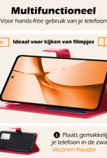 Nomfy Hoesje Geschikt voor OnePlus Nord CE4 Hoesje Book Case Hoes Portemonnee Cover Walletcase Met 2x Screenprotector - Hoes Geschikt voor OnePlus Nord CE4 Hoes Bookcase Hoesje - Donkerroze