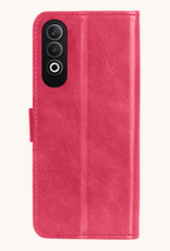 Nomfy Hoesje Geschikt voor OnePlus Nord CE4 Hoesje Book Case Hoes Portemonnee Cover Walletcase Met 2x Screenprotector - Hoes Geschikt voor OnePlus Nord CE4 Hoes Bookcase Hoesje - Donkerroze