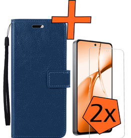 Nomfy Nomfy OnePlus Nord CE4 Hoesje Bookcase Met 2x Screenprotector - Donkerblauw