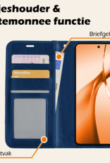 Nomfy Hoesje Geschikt voor OnePlus Nord CE4 Hoesje Book Case Hoes Portemonnee Cover Walletcase Met 2x Screenprotector - Hoes Geschikt voor OnePlus Nord CE4 Hoes Bookcase Hoesje - Donkerblauw