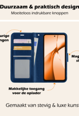 Nomfy Hoesje Geschikt voor OnePlus Nord CE4 Hoesje Book Case Hoes Portemonnee Cover Walletcase Met 2x Screenprotector - Hoes Geschikt voor OnePlus Nord CE4 Hoes Bookcase Hoesje - Donkerblauw