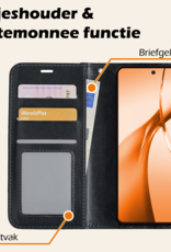 Nomfy Hoesje Geschikt voor OnePlus Nord CE4 Hoesje Book Case Hoes Portemonnee Cover Walletcase Met Screenprotector - Hoes Geschikt voor OnePlus Nord CE4 Hoes Bookcase Hoesje - Zwart