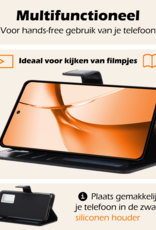 Nomfy Hoesje Geschikt voor OnePlus Nord CE4 Hoesje Book Case Hoes Portemonnee Cover Walletcase Met Screenprotector - Hoes Geschikt voor OnePlus Nord CE4 Hoes Bookcase Hoesje - Zwart