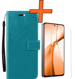 Nomfy Nomfy OnePlus Nord CE4 Hoesje Bookcase Met Screenprotector - Turquoise