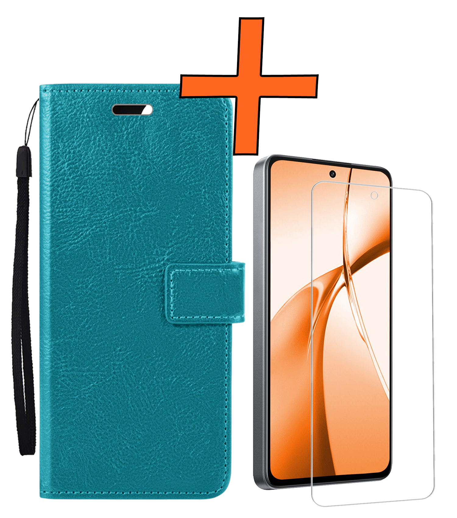 Nomfy Hoesje Geschikt voor OnePlus Nord CE4 Hoesje Book Case Hoes Portemonnee Cover Walletcase Met Screenprotector - Hoes Geschikt voor OnePlus Nord CE4 Hoes Bookcase Hoesje - Turquoise