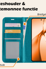 Nomfy Hoesje Geschikt voor OnePlus Nord CE4 Hoesje Book Case Hoes Portemonnee Cover Walletcase Met Screenprotector - Hoes Geschikt voor OnePlus Nord CE4 Hoes Bookcase Hoesje - Turquoise