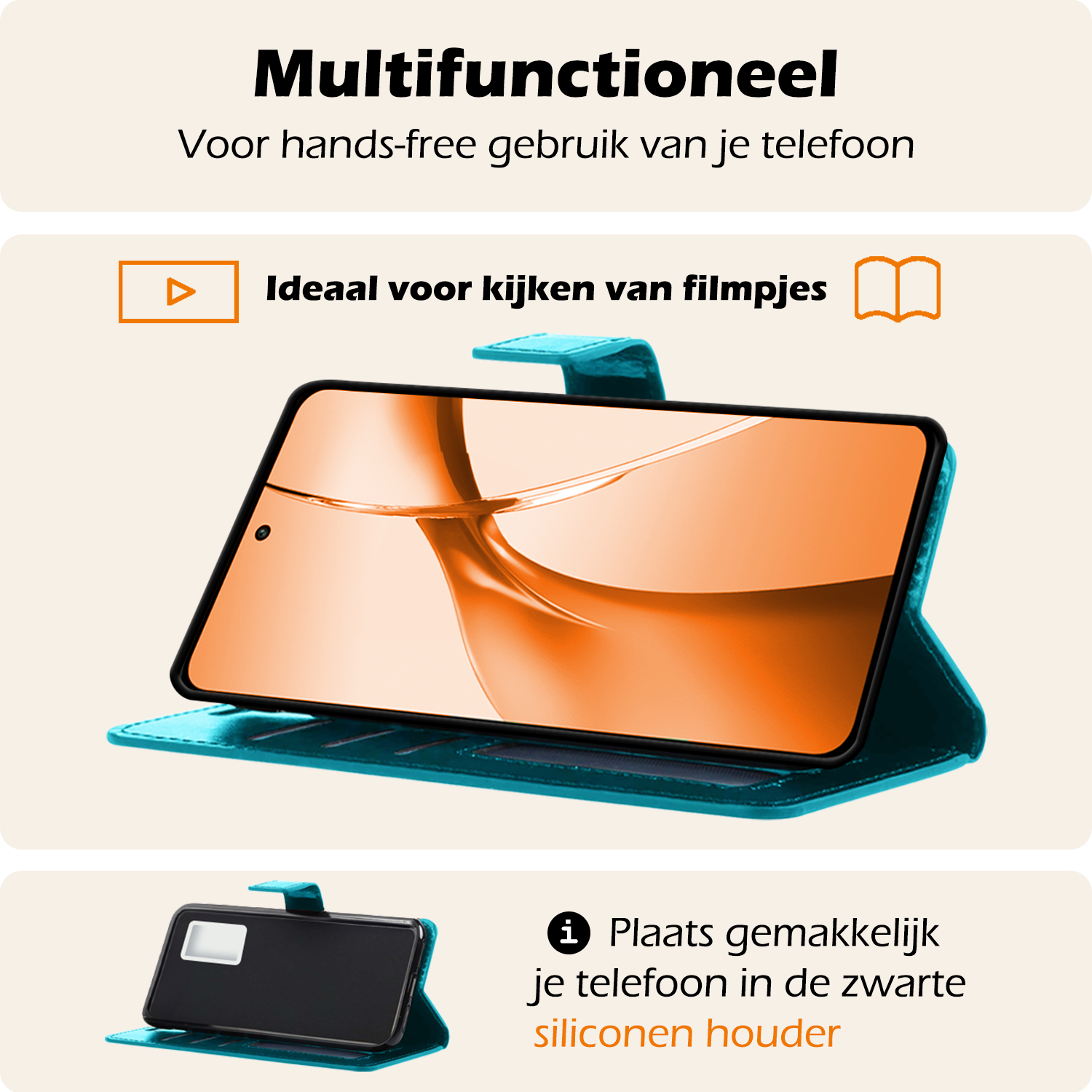 Nomfy Hoesje Geschikt voor OnePlus Nord CE4 Hoesje Book Case Hoes Portemonnee Cover Walletcase Met Screenprotector - Hoes Geschikt voor OnePlus Nord CE4 Hoes Bookcase Hoesje - Turquoise