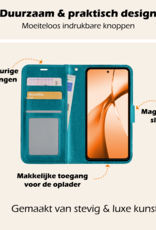 Nomfy Hoesje Geschikt voor OnePlus Nord CE4 Hoesje Book Case Hoes Portemonnee Cover Walletcase Met Screenprotector - Hoes Geschikt voor OnePlus Nord CE4 Hoes Bookcase Hoesje - Turquoise
