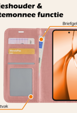 Nomfy Hoesje Geschikt voor OnePlus Nord CE4 Hoesje Book Case Hoes Portemonnee Cover Walletcase Met Screenprotector - Hoes Geschikt voor OnePlus Nord CE4 Hoes Bookcase Hoesje - Rosé goud