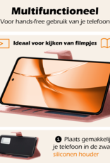 Nomfy Hoesje Geschikt voor OnePlus Nord CE4 Hoesje Book Case Hoes Portemonnee Cover Walletcase Met Screenprotector - Hoes Geschikt voor OnePlus Nord CE4 Hoes Bookcase Hoesje - Rosé goud