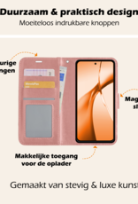 Nomfy Hoesje Geschikt voor OnePlus Nord CE4 Hoesje Book Case Hoes Portemonnee Cover Walletcase Met Screenprotector - Hoes Geschikt voor OnePlus Nord CE4 Hoes Bookcase Hoesje - Rosé goud