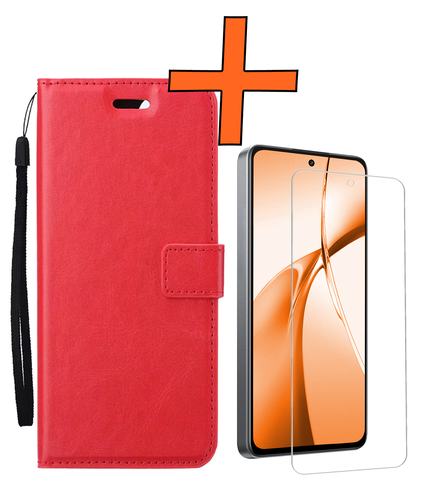Nomfy Hoesje Geschikt voor OnePlus Nord CE4 Hoesje Book Case Hoes Portemonnee Cover Walletcase Met Screenprotector - Hoes Geschikt voor OnePlus Nord CE4 Hoes Bookcase Hoesje - Rood