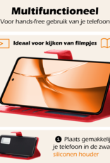 Nomfy Hoesje Geschikt voor OnePlus Nord CE4 Hoesje Book Case Hoes Portemonnee Cover Walletcase Met Screenprotector - Hoes Geschikt voor OnePlus Nord CE4 Hoes Bookcase Hoesje - Rood