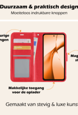 Nomfy Hoesje Geschikt voor OnePlus Nord CE4 Hoesje Book Case Hoes Portemonnee Cover Walletcase Met Screenprotector - Hoes Geschikt voor OnePlus Nord CE4 Hoes Bookcase Hoesje - Rood