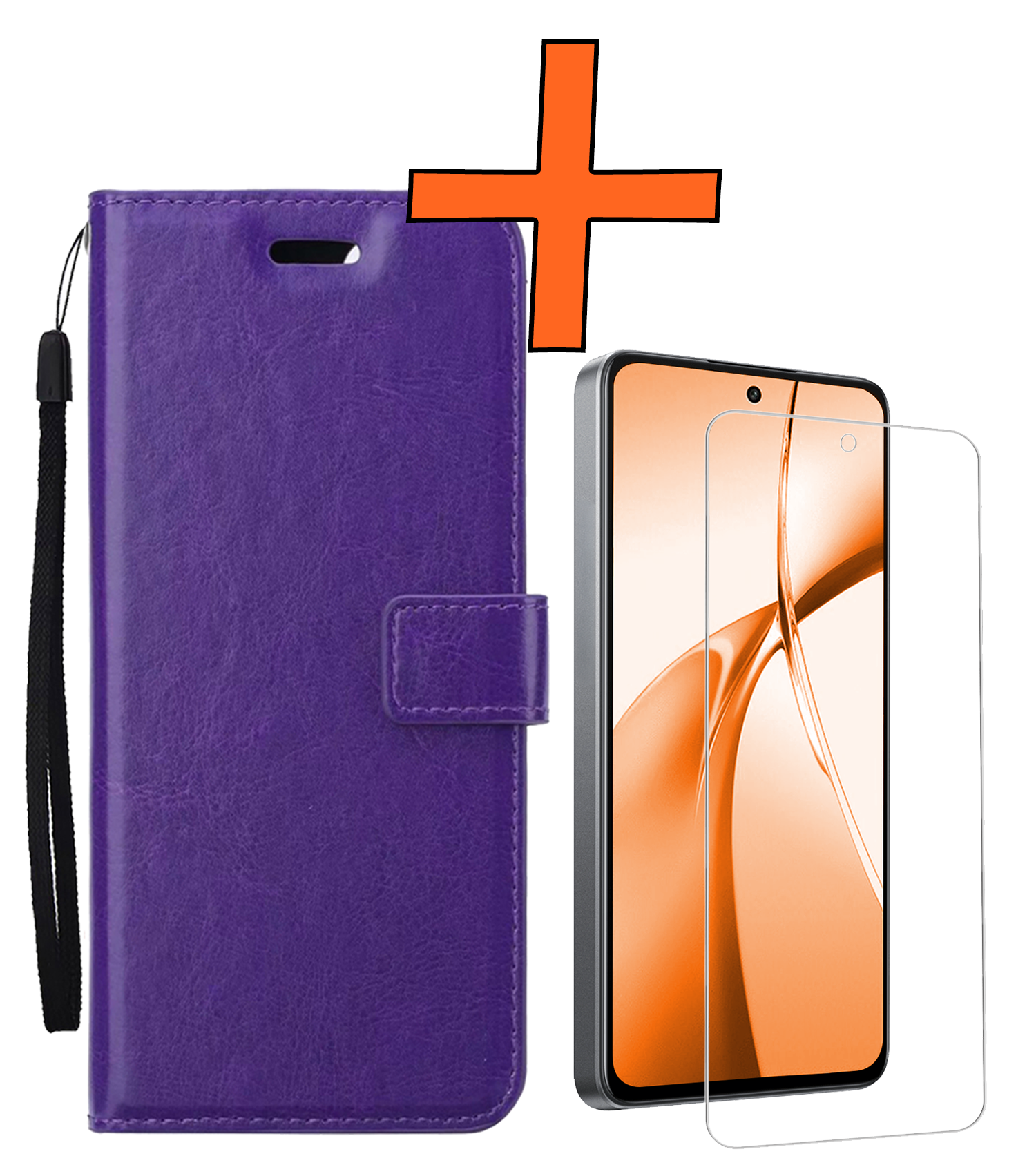Nomfy Hoesje Geschikt voor OnePlus Nord CE4 Hoesje Book Case Hoes Portemonnee Cover Walletcase Met Screenprotector - Hoes Geschikt voor OnePlus Nord CE4 Hoes Bookcase Hoesje - Paars