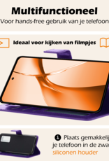 Nomfy Hoesje Geschikt voor OnePlus Nord CE4 Hoesje Book Case Hoes Portemonnee Cover Walletcase Met Screenprotector - Hoes Geschikt voor OnePlus Nord CE4 Hoes Bookcase Hoesje - Paars