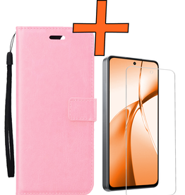 Nomfy Nomfy OnePlus Nord CE4 Hoesje Bookcase Met Screenprotector - Lichtroze