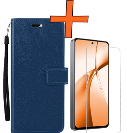 Nomfy Nomfy OnePlus Nord CE4 Hoesje Bookcase Met Screenprotector - Donkerblauw