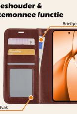 Nomfy Hoesje Geschikt voor OnePlus Nord CE4 Hoesje Book Case Hoes Portemonnee Cover Walletcase Met Screenprotector - Hoes Geschikt voor OnePlus Nord CE4 Hoes Bookcase Hoesje - Bruin