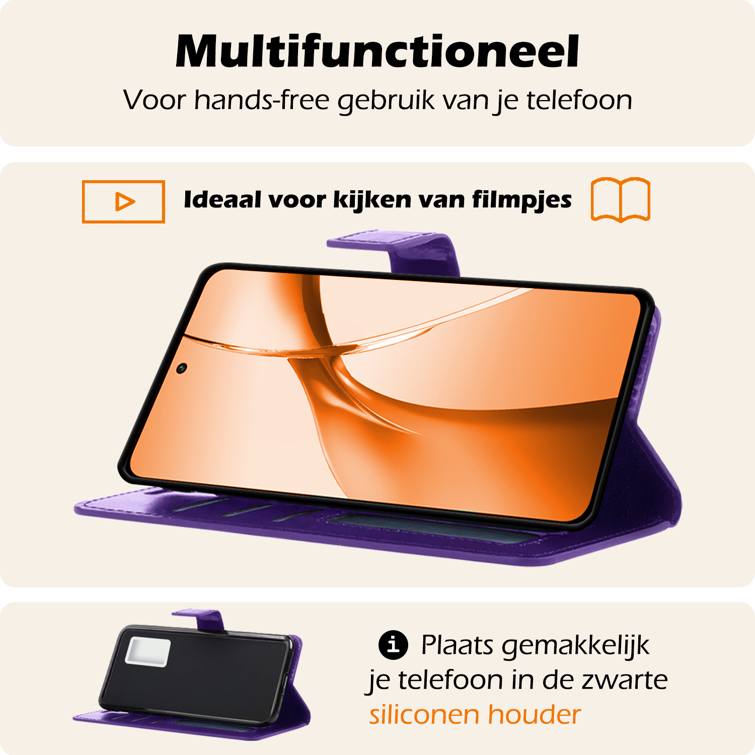 Nomfy Hoesje Geschikt voor OnePlus Nord CE4 Hoesje Book Case Hoes Portemonnee Cover Walletcase - Hoes Geschikt voor OnePlus Nord CE4 Hoes Bookcase Hoesje - Paars
