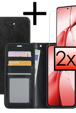 NoXx Hoesje Geschikt voor OnePlus Nord CE4 Hoesje Book Case Hoes Portemonnee Cover Walletcase Met 2x Screenprotector - Hoes Geschikt voor OnePlus Nord CE4 Hoes Bookcase Hoesje - Zwart