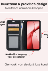 NoXx Hoesje Geschikt voor OnePlus Nord CE4 Hoesje Book Case Hoes Portemonnee Cover Walletcase Met 2x Screenprotector - Hoes Geschikt voor OnePlus Nord CE4 Hoes Bookcase Hoesje - Zwart