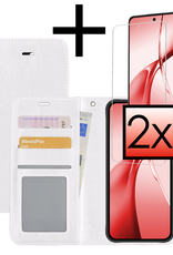 NoXx Hoesje Geschikt voor OnePlus Nord CE4 Hoesje Book Case Hoes Portemonnee Cover Walletcase Met 2x Screenprotector - Hoes Geschikt voor OnePlus Nord CE4 Hoes Bookcase Hoesje - Wit