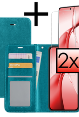 NoXx Hoesje Geschikt voor OnePlus Nord CE4 Hoesje Book Case Hoes Portemonnee Cover Walletcase Met 2x Screenprotector - Hoes Geschikt voor OnePlus Nord CE4 Hoes Bookcase Hoesje - Turquoise